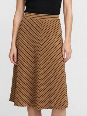 Ya Los Angeles Camel and Black Striped Circle Skirt